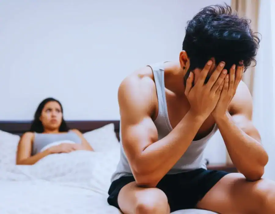 Image of upset man in need of erectile dysfunction treatment Avon